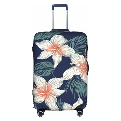 MMSJSBVY Lackierte Holzplatte Sonnenblume Elastische Gepäckabdeckung – Staub- und Kratzfester Trolley-Gepäckschutz für 45,7 - 81,3 cm Gepäck, Tropische Hibiskusblüte, L von MMSJSBVY