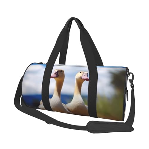 Reisetasche mit sauberem Wasser und Seenlandschaft, rund, großes Fassungsvermögen, langlebig, Handgepäcktasche für Urlaub, Fitnessstudio, kurze Reisen, Süße Gänse., Einheitsgröße von MMSJSBVY