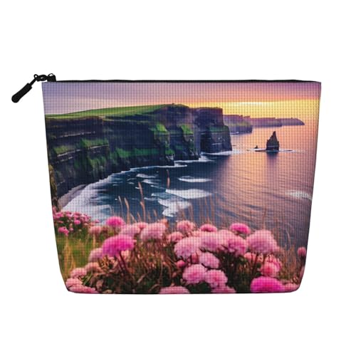 Romantic Love's Kulturbeutel für Damen, tragbare Reise-Kosmetiktasche, täglicher Organizer mit Reißverschluss, Irland Outdoors County Clare the Cliffs, Einheitsgröße von MMSJSBVY