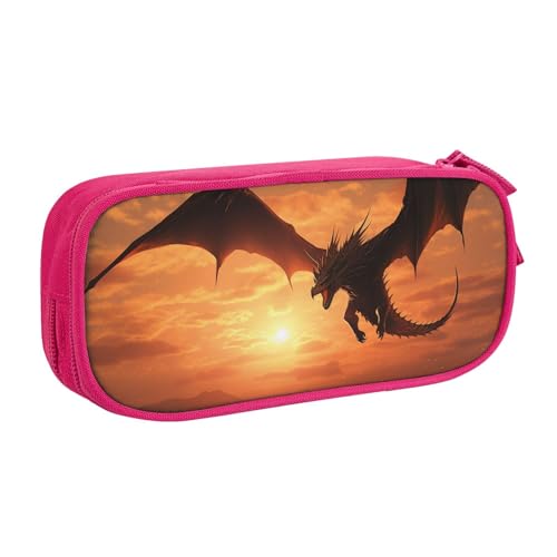 Sea Sunset Flying Dragon Federmäppchen, Reißverschluss Glattes Federmäppchen, Tragbares Federmäppchen Große Schule Schreibwaren Aufbewahrungstasche Make-up Tasche, rose, Einheitsgröße, Kosmetikkoffer von MMSJSBVY