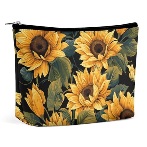 MNBVKL Kosmetiktasche, warme Sonnenblumen-bedruckte Kosmetiktasche, Geldbörse, Kosmetiktasche, niedliche Kosmetiktasche, Hand-Kosmetiktasche, warme Sonnenblume, Einheitsgröße, Warme Sonnenblume, von MNBVKL