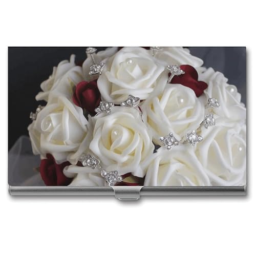 MNBVKL Visitenkarten-Box, Rosen-Hochzeit, Blumen, bedruckt, robuste Visitenkartenbox, Reise-Visitenkartenbox, Grau, Einheitsgröße, modern, grau, Einheitsgröße, Zeitgenössisch von MNBVKL