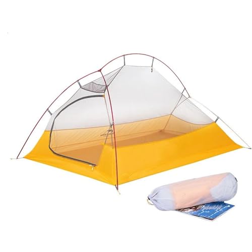 Tunnelzelte 20D 10D Zelt 2 Personen Ultraleicht 1,5 kg Wasserdichtes Outdoor-Campingzelt mit Matte Tragbare Reise Campingzelt(Cloud Up 20D Gray) von MNEVZX