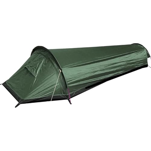 Tunnelzelte Rucksackzelt, Outdoor-Camping, Schlafsack, Zelt, Wander- und Reiseausrüstung, leichtes Schlafzelt für eine Person Campingzelt(Army Green) von MNEVZX