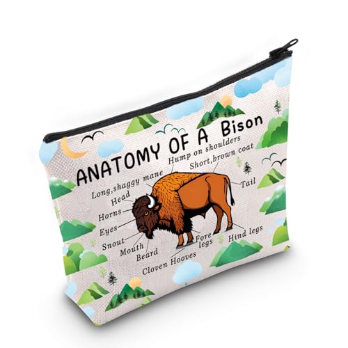 MNIGIU Bison Anatomy Make-up-Tasche, Büffelliebhaber, Geschenk, Bison Merch, Wildtier-Reißverschluss-Tasche, Bison Make-up-Tasche von MNIGIU