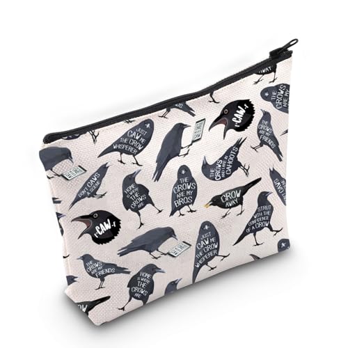 MNIGIU Lustige Kosmetiktasche mit Krähenfreund inspirierter Krähe, Vogelliebhaber, Geschenk, schwarze Krähe, Make-up-Tasche, Vogelbeobachtungsgeschenk, Krähenvogel von MNIGIU