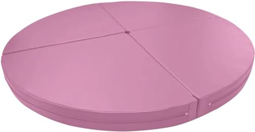 MNOIINM Sturzmatte, 10,2 cm dick, PU-Leder, rutschfeste Abdeckung, tragbares, rundes Sicherheitskissen für Zuhause, Studio, Fitness (Größe: 160 cm, Farbe: Pink) von MNOIINM