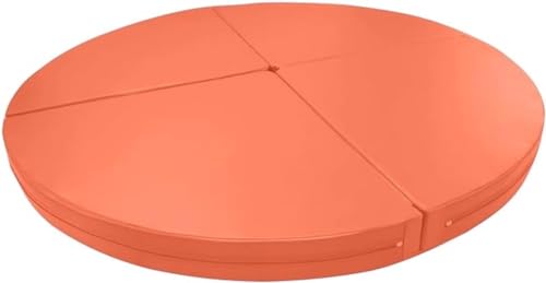 MNOIINM Sturzmatte, 10,2 cm dick, PU-Leder, rutschfeste Abdeckung, tragbares, rundes Sicherheitskissen für Zuhause, Studio, Fitness (Größe: 180 cm, Farbe: Orange) von MNOIINM