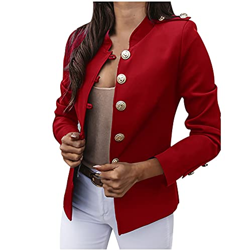 MNRIUOCII Blazer Für Damen Verstellbare Ärmel Longblazer Geschäft Büro Blazer Anzug Sportlich Jack Trenchcoat Elegant Einfarbig Jacke Karneval Karnevalskostüm von MNRIUOCII