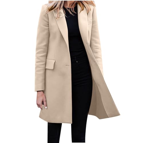 MNRIUOCII Blazer Lang Damen Lässig Elegante Revers Blazer offen vorne solide Arbeit Büro Jacke Blazer Elegante Schmal Geschnittene Strickjacke Mit Offener Vorderseite Und von MNRIUOCII