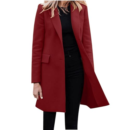 MNRIUOCII Blazer Lang Damen Lässig Elegante Revers Blazer offen vorne solide Arbeit Büro Jacke Blazer Elegante Schmal Geschnittene Strickjacke Mit Offener Vorderseite Und von MNRIUOCII