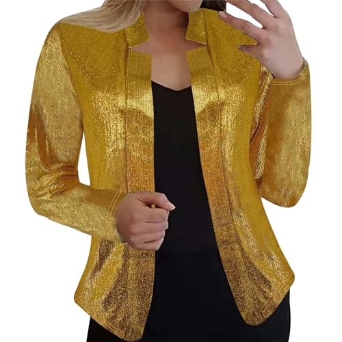 MNRIUOCII Glitzer Blazer Damen Pailletten Jacke Casual Langarm Bomberjacke Festlich Party Club Kurze Jacke Glänzend Langarm Glitzer Jackett Frauen Glitzer Blazer von MNRIUOCII