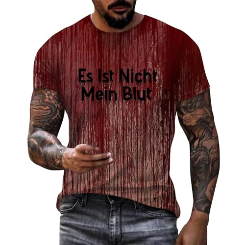 MNRIUOCII Halloween Tshirt Blood Herren Tshirt Sale T-Shirt Streetwear Sommershirt Casual Damenshirt Shirt Shirt Problem Gelöst Sale Tshirt Sale Tshirt Sommershirt von MNRIUOCII