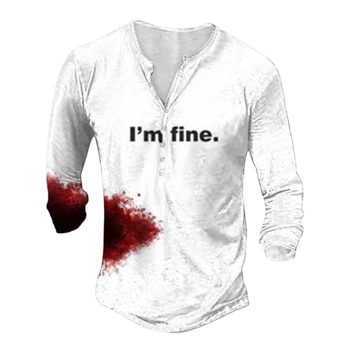 MNRIUOCII Halloween Tshirt Kürbis Grusel Halloween Shirt Herren Shirt Modischer Longshirt Humor Kurzarmshirt Tshirt I'm Fine Tshirt Blutiges T-Shirt Blutiges T-Shirt Sommershirt von MNRIUOCII