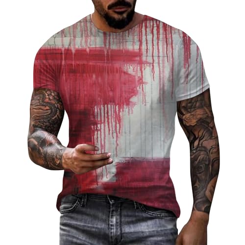 MNRIUOCII T-Shirt Problem Gelöst Blood Stain Hand Halloween Herren Kostüm Tshirt Lässiges Sommershirt Blutspritzer Damenshirt Blutiges T-Shirt Problem Gelöst Sommershirt von MNRIUOCII