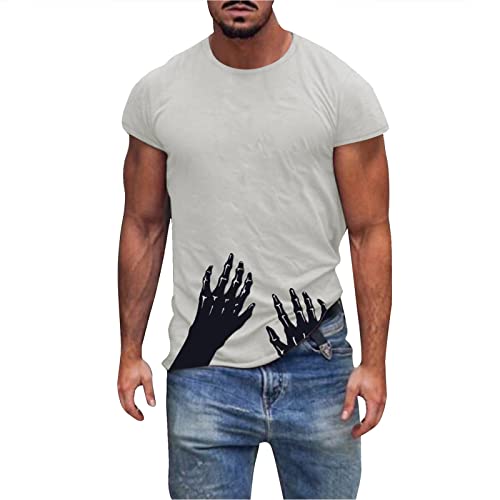 MNRIUOCII T-Shirt Problem Gelöst Blut Handabdruck Herren Tshirt Vielseitige Kurzarmshirt Pirat Top Tshirt Halloween T-Shirt Sale Tshirt Sommershirt von MNRIUOCII