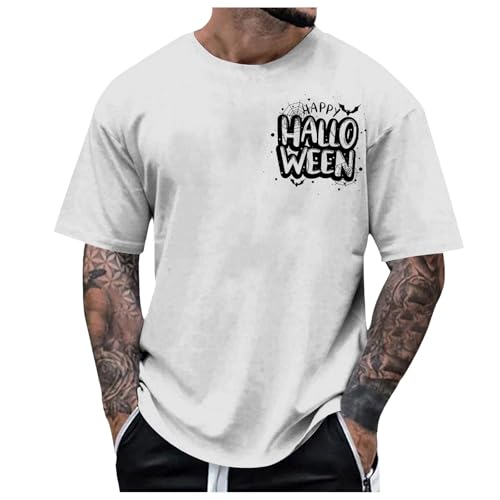 MNRIUOCII T-Shirt Problem Gelöst Cute Ghost Print Herren Tshirt Weiß Tshirt Lässiges Sportkleidung Hexe Blusen T-Shirt I'm Fine Tshirt Blood Sommershirt von MNRIUOCII