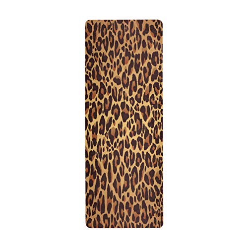 MNSRUU Reise-Yogamatte mit Leoparden-Muster, schwarz, 66 x 180 cm, rutschfeste Gummi-Faltmatte für Yoga, Pilates, Frauen, Heim-Fitnessübungen von Mnsruu
