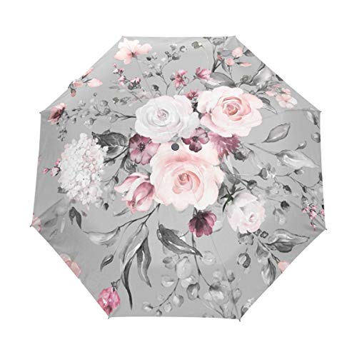 Regenschirm mit Blumen-Rose, faltbar, Winddicht, Regen, automatischer Öffnung, Reise-Regenschirm, UV-Schutz für Damen und Herren Regenschirm mit Blumen-Rose, faltbar, Winddicht, Regen, automatischer Öffnung, Reise-Regenschirm, UV-Schutz für Damen und Herren von Mnsruu