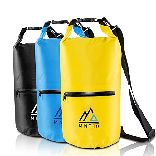 MNT10 Dry Bag Packsack wasserdicht mit Tragegurt I Dry Bags Waterproof in 10l oder 20l I Wasserfeste Tasche für Reisen, Outdoor und Camping I Seesack robust und widerstandsfähig (Gelb, 10 L) von MNT10