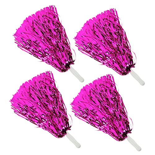 MOBUTOFU 4 Stück Lala- Premium-Cheerleader-Pompons Folien-Cheerleader-Pompons Tanzende Jubelnde Pompons Cheer Girl Pom Poms Tanzen Sie Jubelnde Pom Poms Rosy Draht Aus Aluminiumfolie von MOBUTOFU