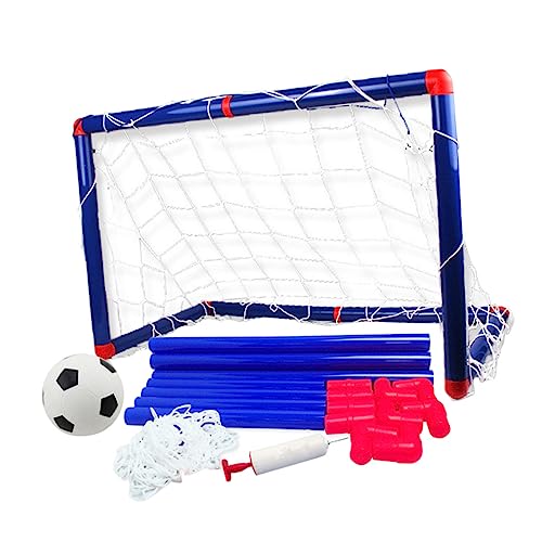 MOBUTOFU Outdoor Fußballtor Set Für Kinder 90cm Höhe Inkl Tornetz Montagerohr Zubehör Und Aufblasgerät Blau Perfekt Für Outdoor Training Und Spiele von MOBUTOFU