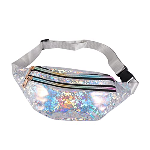 MOBUTOFU Pailletten Gürteltasche Für Damen wasserdichte PU Umhängetasche Modische Reißverschlusstasche in Silber Ideal Für Freizeit Und Reisen von MOBUTOFU