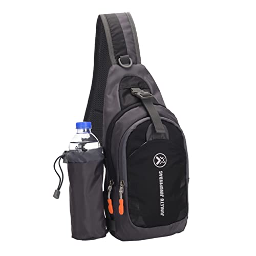 MOBUTOFU Schwarzer Sling Rucksack Wasserdicht Und Verschleißfest Mit Abnehmbarem Wasserflaschenhalter Ideal Schultertasche Oder Umhängetasche Für Wanderungen Und Reisen Für Damen von MOBUTOFU