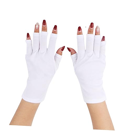 MOBUTOFU Weiße Sonnenschutz Halbfingerhandschuhe Für Damen Und Herren UV Schutz Handschuhe Für Outdoor Aktivitäten Radfahren Klettern Und Nagelkunst Atmungsaktives Material von MOBUTOFU