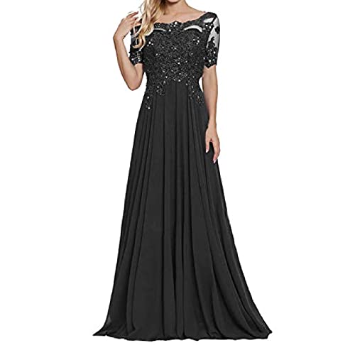 MOCHAMIK Abendkleid, Brautjungfernkleider, Schulter-Kurzarm-Partykleid mit Spitzenapplikationen, Damen-Retro-Brautjungfernkleider von MOCHAMIK