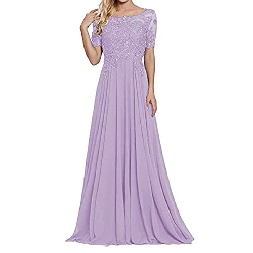 MOCHAMIK Abendkleid, Brautjungfernkleider, Schulter-Kurzarm-Partykleid mit Spitzenapplikationen, Damen-Retro-Brautjungfernkleider von MOCHAMIK