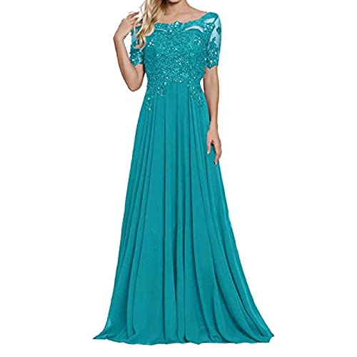 MOCHAMIK Abendkleid, Brautjungfernkleider, Schulter-Kurzarm-Partykleid mit Spitzenapplikationen, Damen-Retro-Brautjungfernkleider von MOCHAMIK