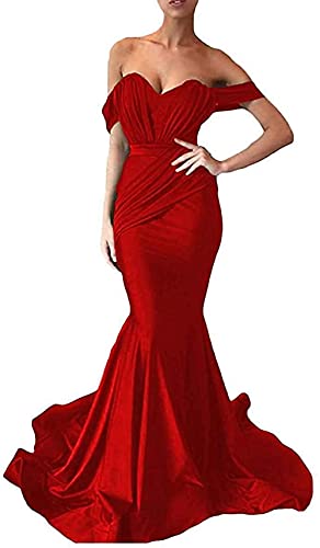 MOCHAMIK Damen-Ballkleid mit Herzausschnitt, schulterfrei, Meerjungfrau, langes Brautjungfernkleid, Abendkleid, Partykleid von MOCHAMIK