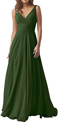 MOCHAMIK Elegante Damenkleider, V-Ausschnitt, Brautjungfernkleider, langes Chiffon-Abendkleid, Abschlussball-Abendkleid von MOCHAMIK