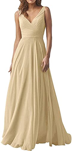 MOCHAMIK Elegante Damenkleider, V-Ausschnitt, Brautjungfernkleider, langes Chiffon-Abendkleid, Abschlussball-Abendkleid von MOCHAMIK