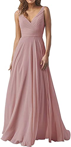 MOCHAMIK Elegante Damenkleider, V-Ausschnitt, Brautjungfernkleider, langes Chiffon-Abendkleid, Abschlussball-Abendkleid von MOCHAMIK