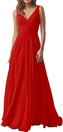 MOCHAMIK Elegante Damenkleider, V-Ausschnitt, Brautjungfernkleider, langes Chiffon-Abendkleid, Abschlussball-Abendkleid von MOCHAMIK