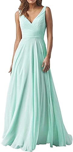 MOCHAMIK Elegante Damenkleider, V-Ausschnitt, Brautjungfernkleider, langes Chiffon-Abendkleid, Abschlussball-Abendkleid von MOCHAMIK