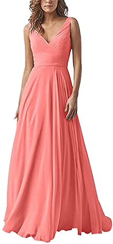 MOCHAMIK Elegante Damenkleider, V-Ausschnitt, Brautjungfernkleider, langes Chiffon-Abendkleid, Abschlussball-Abendkleid von MOCHAMIK