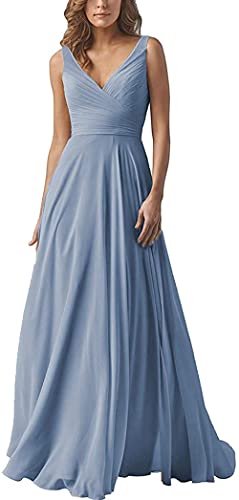 MOCHAMIK Elegante Damenkleider, V-Ausschnitt, Brautjungfernkleider, langes Chiffon-Abendkleid, Abschlussball-Abendkleid von MOCHAMIK