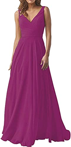 MOCHAMIK Elegante Damenkleider, V-Ausschnitt, Brautjungfernkleider, langes Chiffon-Abendkleid, Abschlussball-Abendkleid von MOCHAMIK