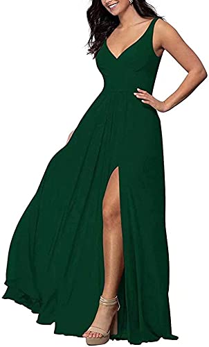 MOCHAMIK Frauen Sexy u200bDresses Chiffon A-Linie Schlitz Ball Abendkleid Lange Brautjungfernkleider mit Taschen von MOCHAMIK