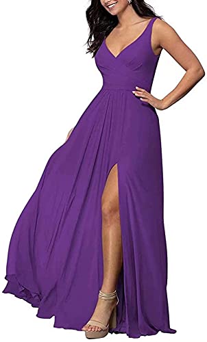 MOCHAMIK Frauen Sexy u200bDresses Chiffon A-Linie Schlitz Ball Abendkleid Lange Brautjungfernkleider mit Taschen von MOCHAMIK