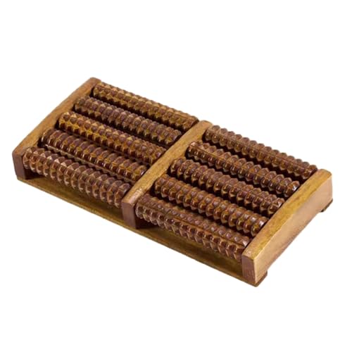 MOCHAMIK Fußmassagegerät Fußrolle Holzfußmassagegerät Fußstütze für unter dem Schreibtisch (Farbe: Braun, Größe: 27 * 12,5 * 3 cm) von MOCHAMIK