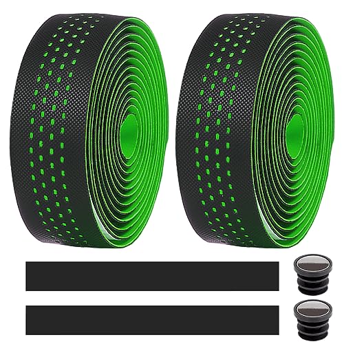 MOCNT 2 Rollen Fahrrad Lenkerbänder Radfahren Rennrad Lenkerband Leder PU Eva Cycling Band rutschfest Komfort Stoßdämpfend Griffband Bandwickel Mit Lenkerendstopfen Grün MOCNT 2 Rollen Fahrrad Lenkerbänder Radfahren Rennrad Lenkerband Leder PU Eva Cycling Band rutschfest Komfort Stoßdämpfend Griffband Bandwickel Mit Lenkerendstopfen Grün von MOCNT