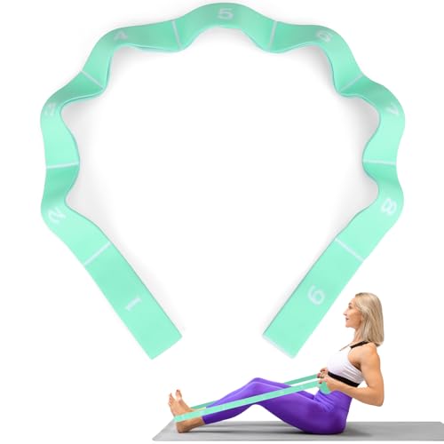 Yoga Stretch Gurt, MOCOBO Stretch Band Gymnastikband mit 8 Schleifen, Fitnessbänder, Hochelastischer Gymnastikband Stretch Gurt Yoga Zubehör Yoga Stretch Gurt, MOCOBO Stretch Band Gymnastikband mit 8 Schleifen, Fitnessbänder, Hochelastischer Gymnastikband Stretch Gurt Yoga Zubehör von MOCOBO