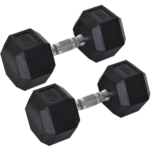 2er-Set Hex-Hanteln 5-25 kg für Krafttraining, Heimtraining, Aerobic (10, Kilogramm) von MOCOERL