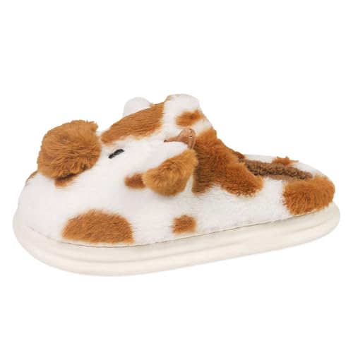 MODSGUE Cow Slippers Kuh Hausschuhe Damen Herren Plüsch Pantoffeln Cartoon Hauspantoffeln Teenager Mädchen Winter Warme Unisex Flauschig Tiere Niedliche Kuschelige Schuhe Indoor Frauen von MODSGUE