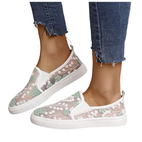 MODSGUE Damen Sneaker Low Spitze Wanderhalbschuhe Elegant Spitze Turnschuhe mit Spitze Sommerschuhe Netz Laufschuhe Sportschuhe Platform Mesh Freizeitschuhe Freizeit Fitness rutschfest Halbschuhe von MODSGUE