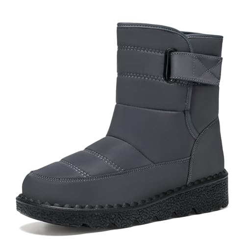 MODSGUE Damen Winterstiefel Warme Gefüttert Schneestiefel Wasserdicht rutschfeste Winterschuhe Hohe Stiefel Flach Outdoor Flache Boots Winter Stiefeletten Schuhe Damenschuhe Arbeitsschuhe Kurzschaft von MODSGUE